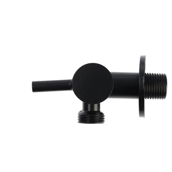 Кран двойной ZEIN engr, 1/2" &times; 1/2", два вентиля, кран-букса керамика, нерж. сталь, черный