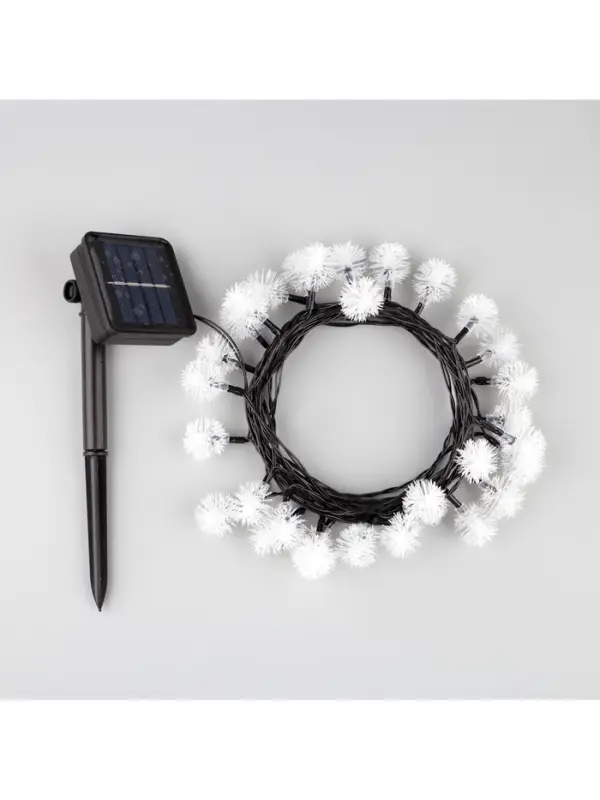 Гирлянда &laquo;Нить&raquo;, 4.5 м, уличная, с насадками &laquo;Ёжики&raquo;, IP44, 30 LED, 2 режима, солнечная батарея, тёмная нить, свечение синие/фиолетовое/розовое