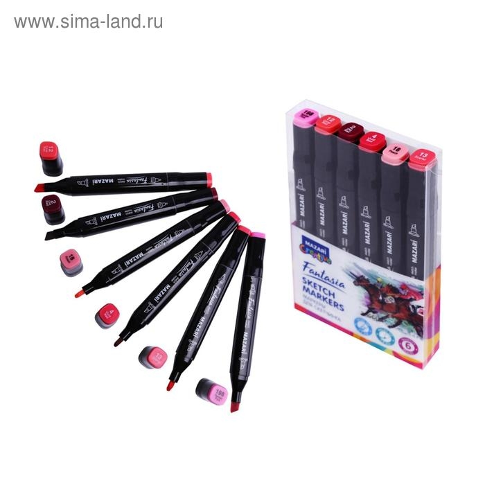 Маркеры для скетчинга двусторонние Mazari Fantasia, 6 цветов, Pink colors (розовые цвета) Маркеры для скетчинга двусторонние Mazari Fantasia, 6 цветов, Pink colors (розовые цвета)