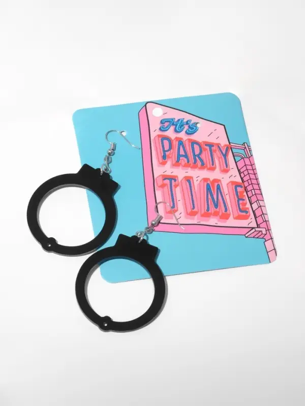 Серьги акриловые &laquo;Наручники&raquo;, чёрные в серебре