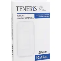 Лейкопластырь бактерицидный с серебром TENERIS, нетканая основа, 10&times;15 см, 10 шт.