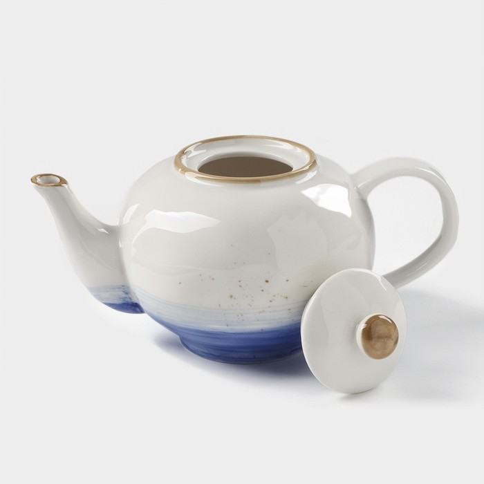 Чайник фарфоровый заварочный Доляна «Космос», 600 мл, цвет синий Чайник фарфоровый заварочный Доляна «Космос», 600 мл, цвет синий