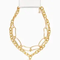 Цепь многослойная &laquo;Железное сердце&raquo;, 2 яруса, L=32 и 40 см, цвет золото