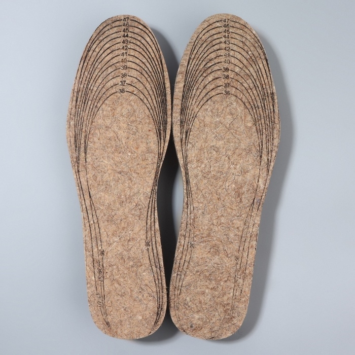 Стельки для обуви, утеплённые, универсальные, р-р RU до 46 (р-р Пр-ля до 47), 29 см, пара, цвет коричневый Стельки для обуви, утеплённые, универсальные, р-р RU до 46 (р-р Пр-ля до 47), 29 см, пара, цвет коричневый