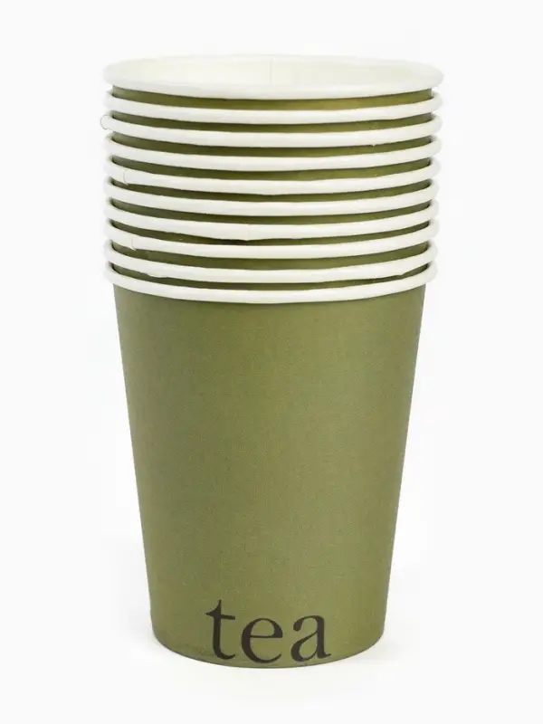 Стаканы одноразовые бумажные для чая, цвет оливковый, 10 шт, 250 мл