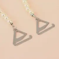 Лямки для бюстгальтера, декоративные с жемчугом, фурнитура металл, 5 мм, 45 см, пара, белые