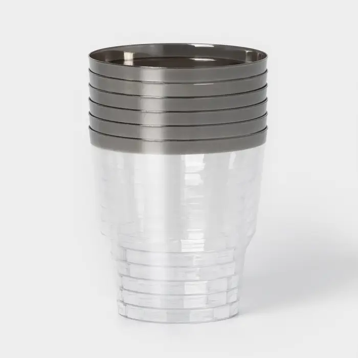 Стакан пластиковый одноразовый «Кристалл», 200 мл, с металлизированными каемками, цвет прозрачный