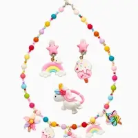 Набор детских украшений "Выбражулька" единорог, сладости, 3 предмета: клипсы, кольцо, бусы   1093720