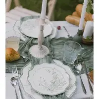 Тарелка десертная WY Bloomware. d=20 см, фарфор, белая, зелёная