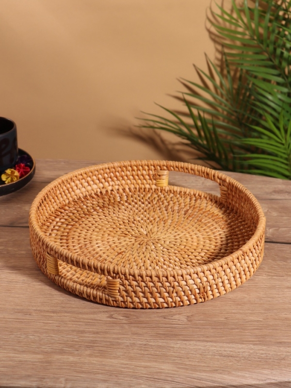 Поднос круглый 30х5 см, ротанг
