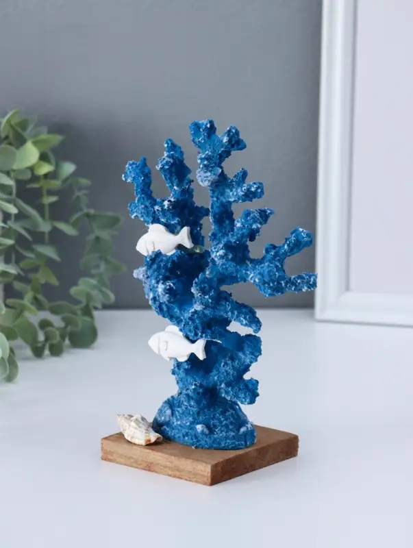 Сувенир полистоун "Рыбки у синих кораллов" 6,5х14х19,5 см