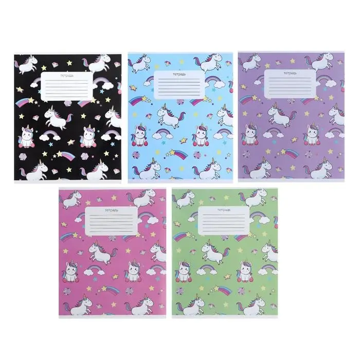Тетрадь 12 листов в линию Calligrata Тетрадь 12 листов в линию Calligrata "Единорожки", обложка мелованный картон, ВД-лак, блок офсет, белизна 95%, МИКС
