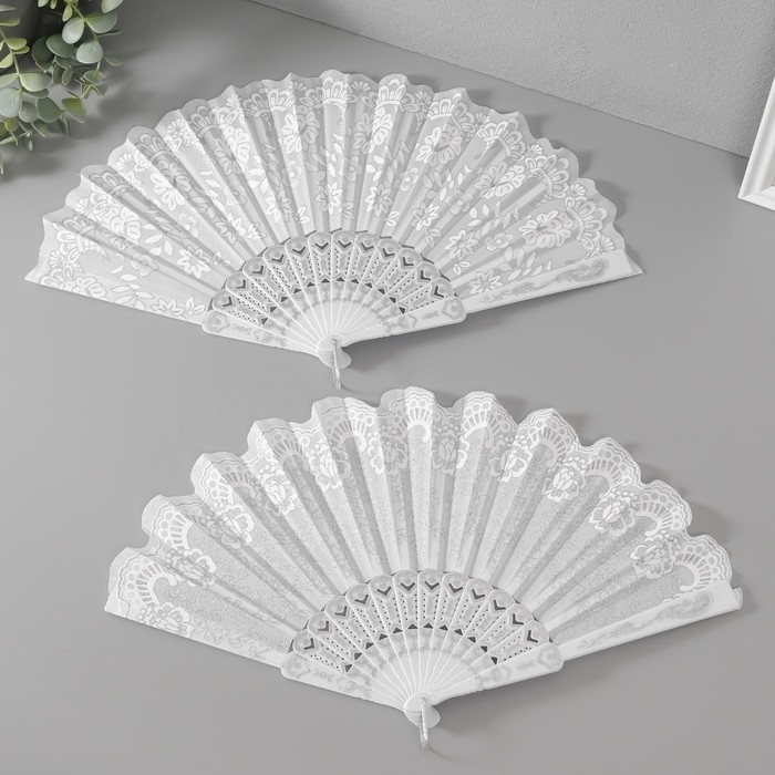 Веер h=21 см Веер h=21 см "Цветы", белый