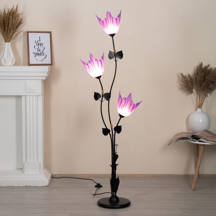 Торшер  Торшер "Ариадна" 3хЕ27 15Вт чёрно-фиолетовый h.155 см