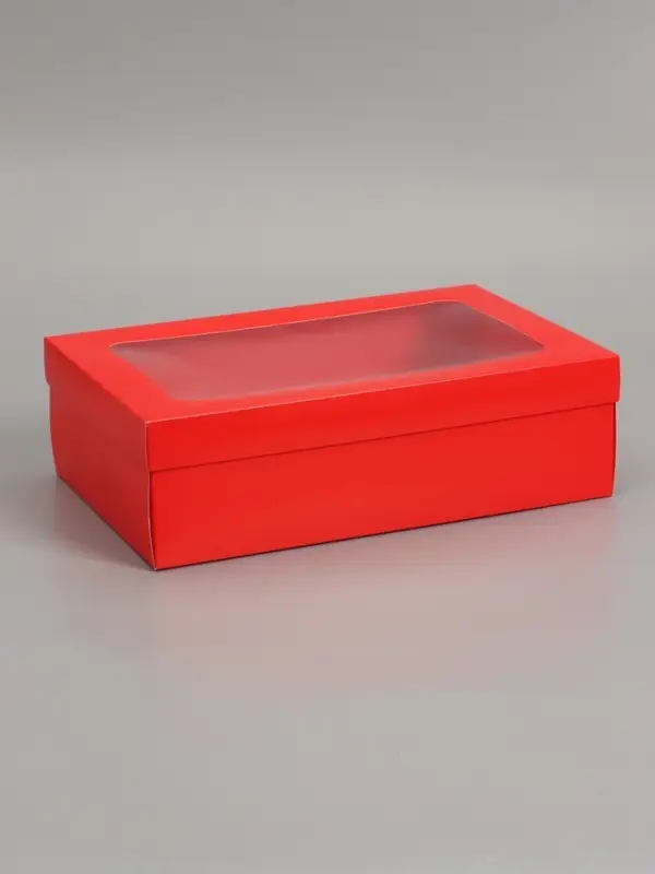 Коробка складная &laquo;Красная&raquo;, с окном  30 х  20 х 9 см