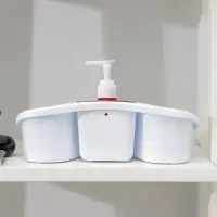 Подставка для ванных и кухонных принадлежностей с дозатором, 26×12×13 см, цвет МИКС