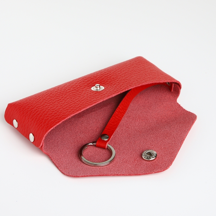 Ключница карманная на кнопке, TEXTURA, длина 15 см, кольцо, цвет красный Ключница карманная на кнопке, TEXTURA, длина 15 см, кольцо, цвет красный