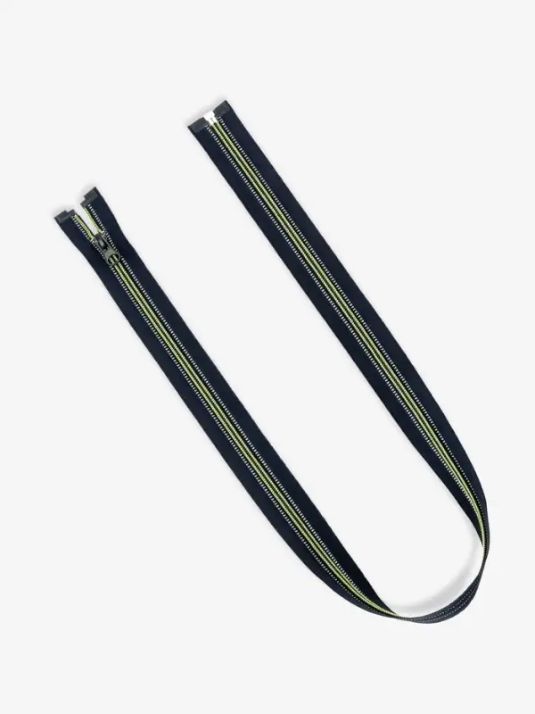 Молния &laquo;Спираль&raquo;, №5, разъёмная, светоотражающая, замок автомат, 80 см, чёрная, зелёная