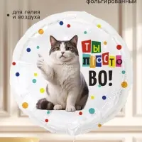Воздушный шар фольгированный 18" &laquo;Забавный кот&raquo;, круг