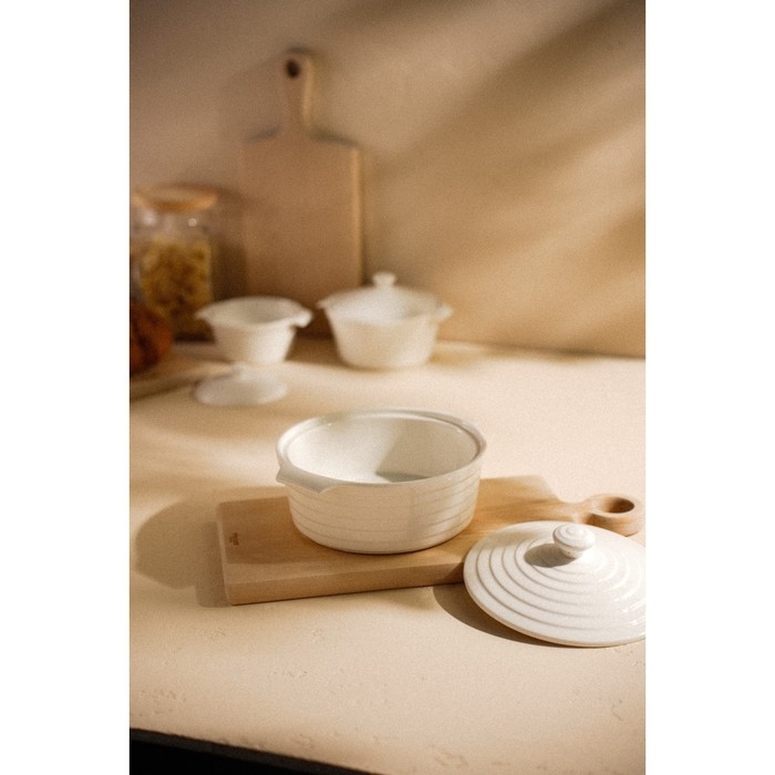 Кастрюля из жаропрочной керамики Доляна «Бруно», 1,57 л, 24,5×21,5×8 см, цвет белый Кастрюля из жаропрочной керамики Доляна «Бруно», 1,57 л, 24,5×21,5×8 см, цвет белый