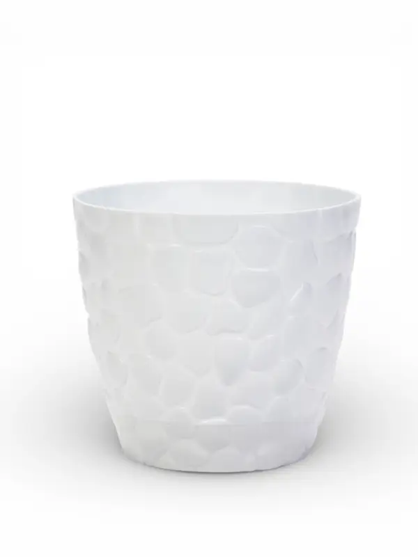 Горшок для цветов с поддоном &laquo;Камешки&raquo;, 3 л, пластиковый, белый