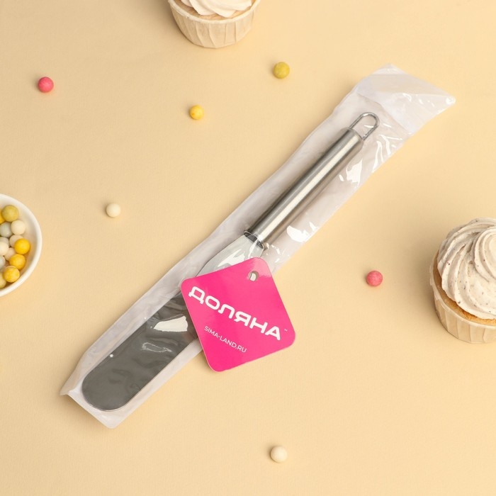 Кондитерская лопатка - палетка изогнутая Доляна, 26,5×3 см, рабочая часть 14,5 см, цвет серебристый Кондитерская лопатка - палетка изогнутая Доляна, 26,5×3 см, рабочая часть 14,5 см, цвет серебристый