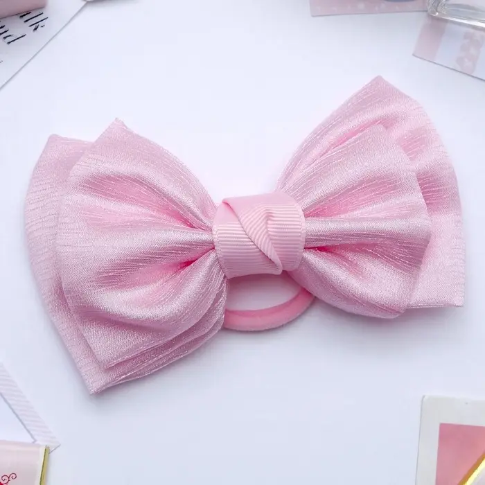 Бант для волос на резинке &laquo;Умница&raquo;, двойной, 10 см, розовый