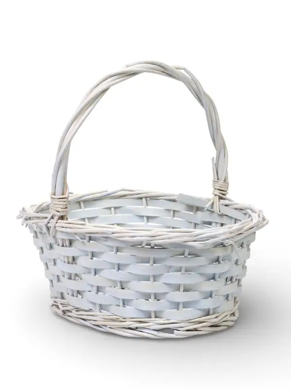 Корзина плетеная ива 28 х 20 х 11 см ручка 14 см, белый