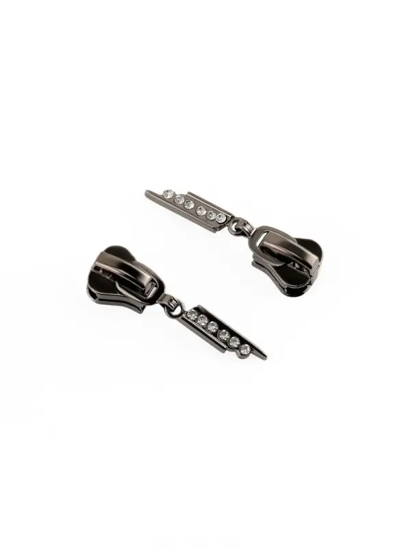 Бегунок для молнии &laquo;Трактор&raquo;, №8, &laquo;Стразы&raquo;, 10 шт., цвет чёрный никель