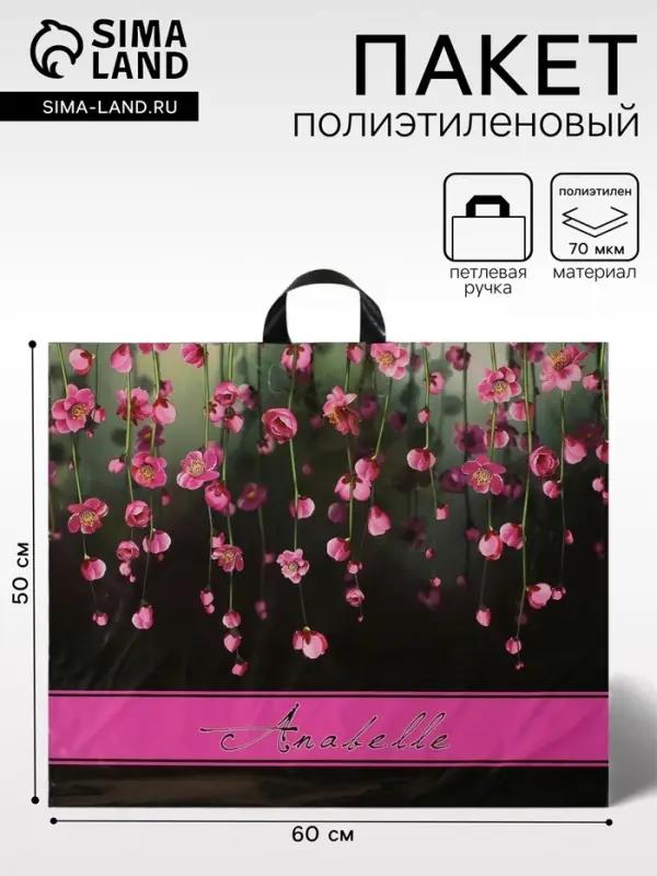 Пакет &laquo;Анабель&raquo;, полиэтиленовый с петлевой ручкой, 60&times;50 см, 70 мкм