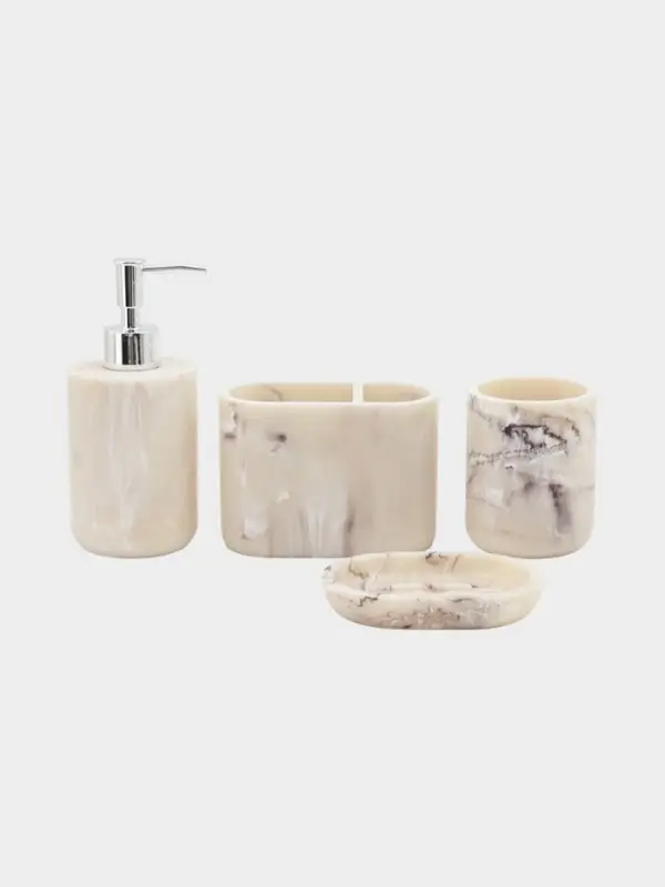 Набор для ванной &laquo;Мгновение&raquo;, 4 предмета, дозатор, 2 стакана, мыльница