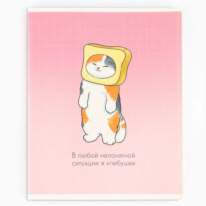 Тетрадь в клетку, 48 л., А5, на скрепке, блок №1 &laquo;Котик с лапками&raquo; МИКС