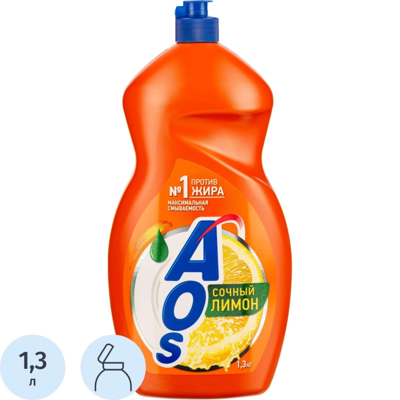 Средство для мытья посуды AOS Лимон 1,3кг