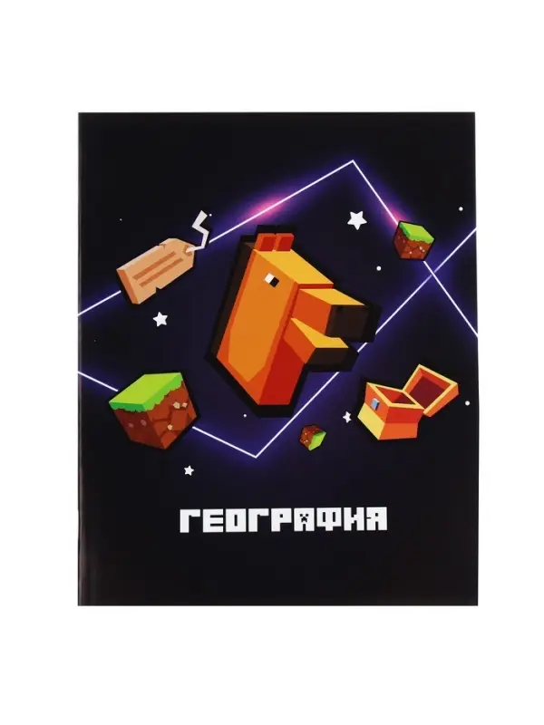 Предметная тетрадь по географии Calligrata &laquo;Пиксели&raquo;, 36 листов, в клетку, со справочным материалом, обложка из мелованного картона