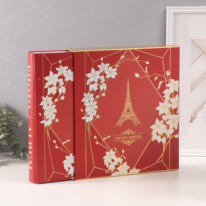 Фотоальбом на 800 фото 10х15 см Фотоальбом на 800 фото 10х15 см "Париж. Геометрия" коробке красн зол.обводка 5,5х30,5х33,5см 10749