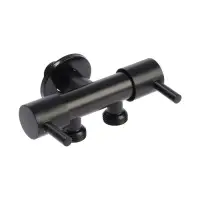 Кран двойной ZEIN engr, 1/2" &times; 1/2", два вентиля, кран-букса керамика, нерж. сталь, черный