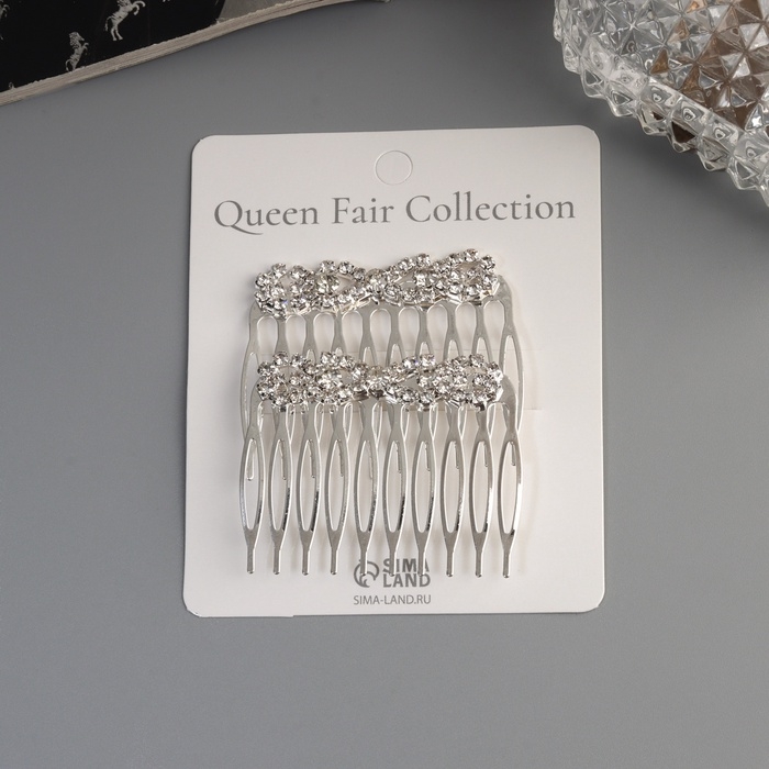 Гребень для волос Гребень для волос "Медея" (набор 2 шт) бант, 5х4 см, серебро