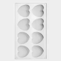 Форма для муссовых десертов и выпечки KONFINETTA &laquo;Сердца&raquo;, 30&times;17.5&times;3 см, 8 ячеек (6.2&times;6 см), силикон, белая