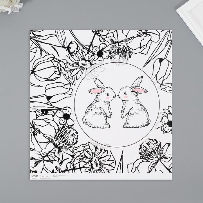 Бумага для скрапбукинга двусторонняя Бумага для скрапбукинга двусторонняя "Зайчики и цыплёнок" плотность 180 гр набор 5 шт 30,5х32 см 1