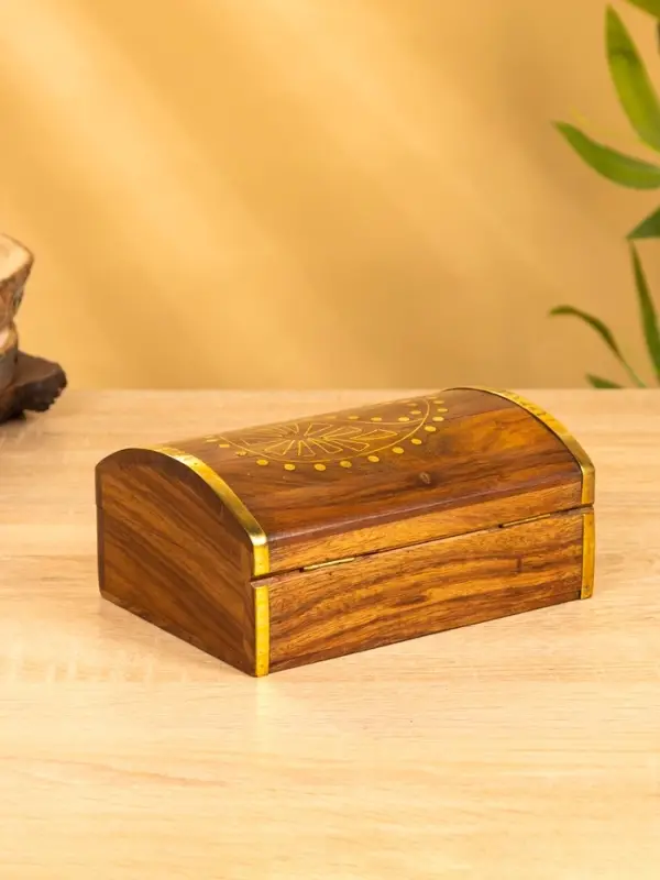 Шкатулка  Шкатулка "Глу" 18х12,8х8 см, дерево шишам, латунь