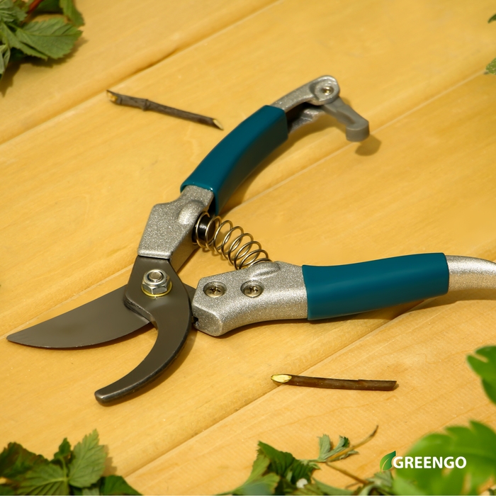 Секатор плоскостной, 8 Секатор плоскостной, 8" (20 см), c пластиковыми ручками, Greengo
