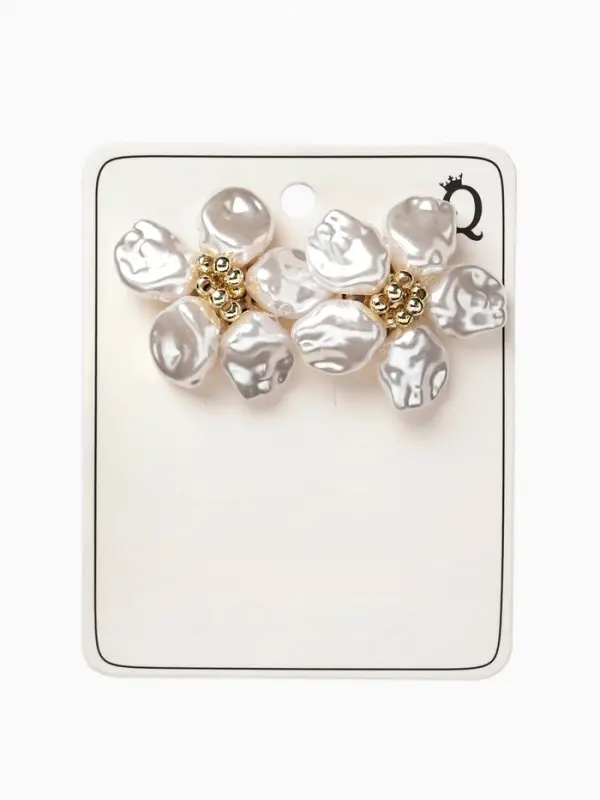 Серьги с жемчугом &laquo;Эксклюзив&raquo;, цветок, цвет золото