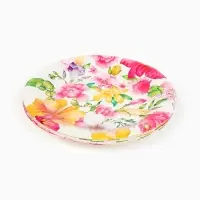 Тарелка одноразовая бумажная «Акварельные цветы», белая, 18 см