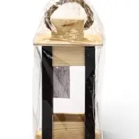 Фонарь декоративный, 9&times;9&times;18 см, деревянный, цвет натуральный с чёрным