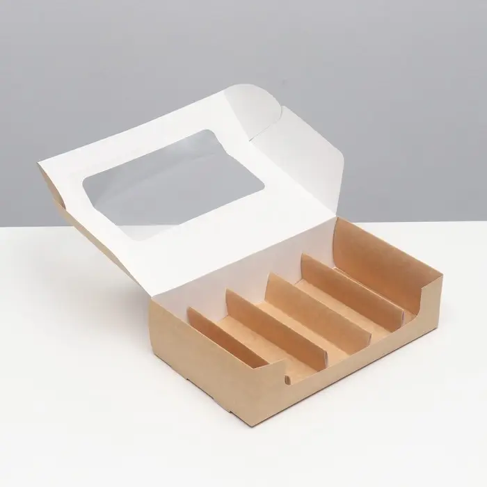 Коробка складная, под 5 эклеров, крафт, 25×15×6.6 см Коробка складная, под 5 эклеров, крафт, 25×15×6.6 см