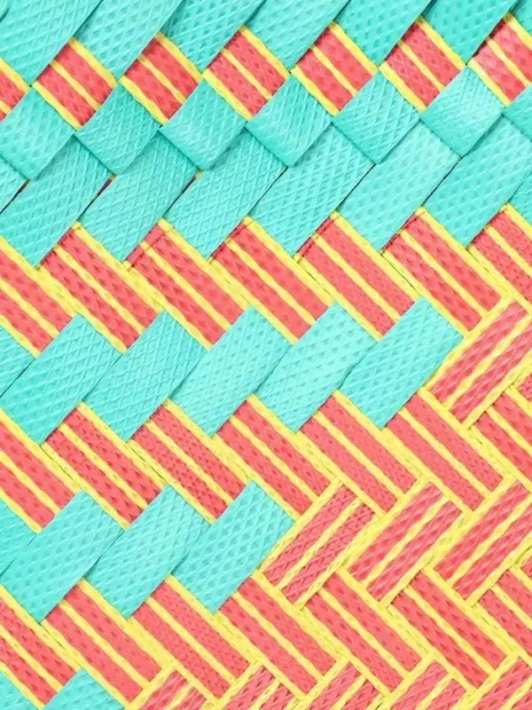 Сумка плетёная, 30&times;15&times;35 см, пластик, бирюзово-жёлтая