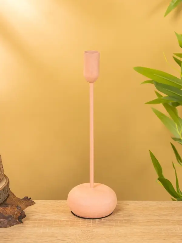 Подсвечник на 1 свечу текстурный  Подсвечник на 1 свечу текстурный "Пудровый" 8х8х25,5 см