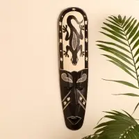 Маска настенная дерево "Абориген с гекконом" 3х12х50 см Маска настенная дерево "Абориген с гекконом" 3х12х50 см