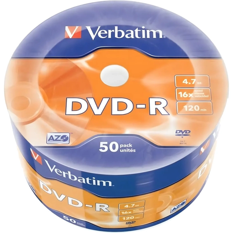 Носители информации DVD-R Verbatim 4.7Gb 16x bulk 50шт/уп (43788)