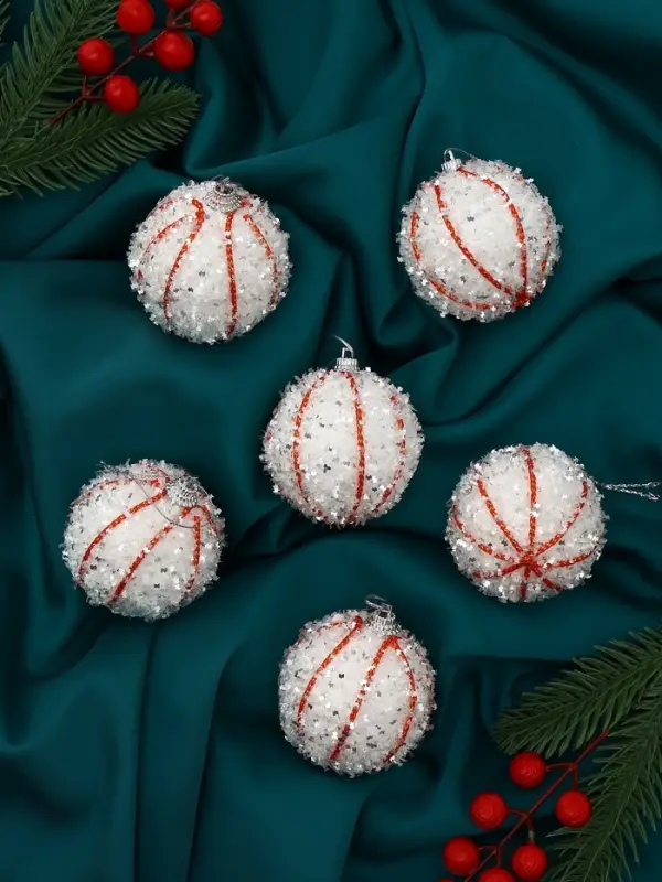 Ёлочные игрушки &laquo;Вилей&raquo;, шары новогодние, d=6 см, 6 шт., белый